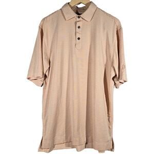 FootJoy FJ Golf Polo Shirt Men's Orange White Stripe Short Sleeve Performance XL